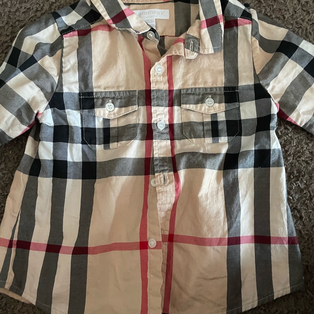 18 month Burberry shirt excellent condition! Fits like 12 months